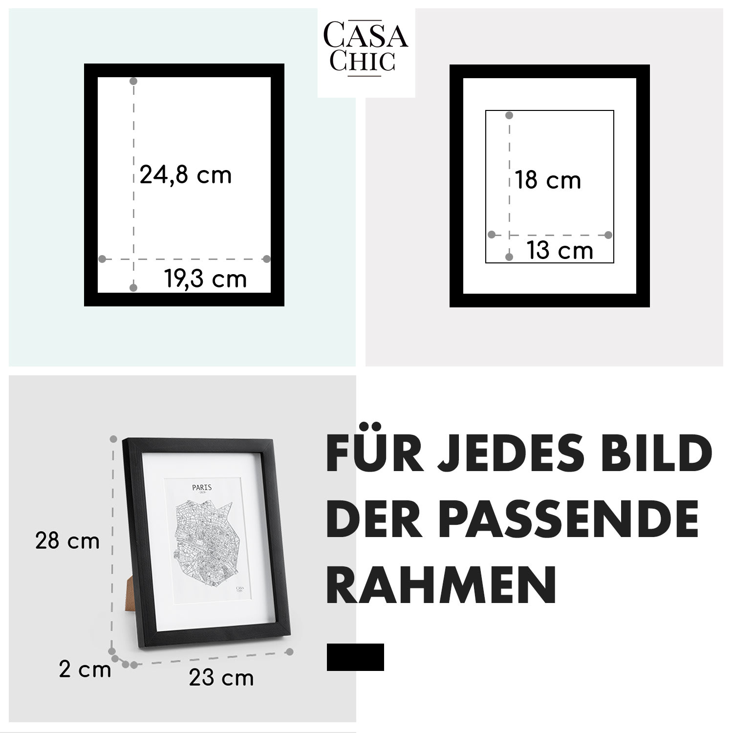 Brighton Bilderrahmen Glasscheibe 20 x 25 cm mit Passepartout Echtholz Schwarz