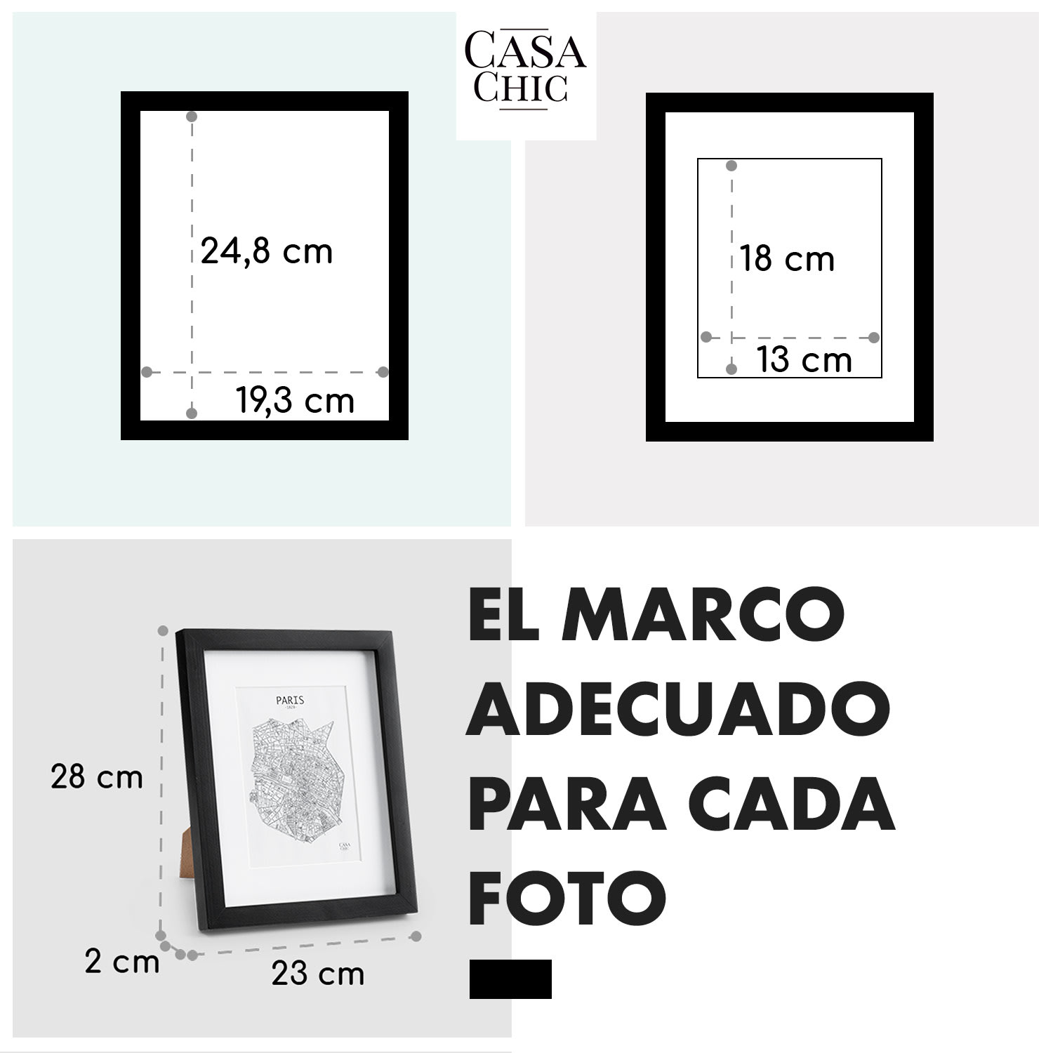Marco de fotos Bristol cristal 20 x 25 cm con paspartú madera auténtica Negro