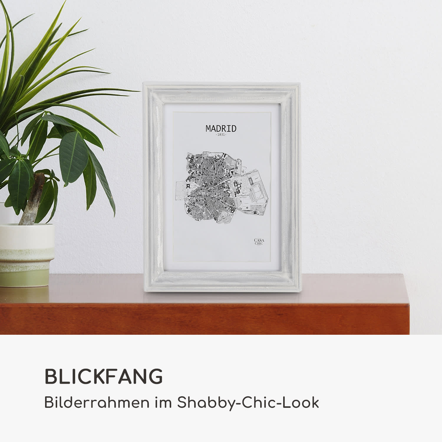 Lancaster Bilderrahmen rechteckig 17 x 12 cm Fotos   Passepartout Holz Weiß