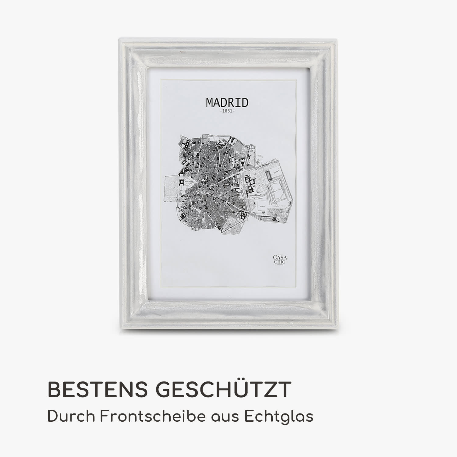Lancaster Bilderrahmen rechteckig 17 x 12 cm Fotos   Passepartout Holz Weiß
