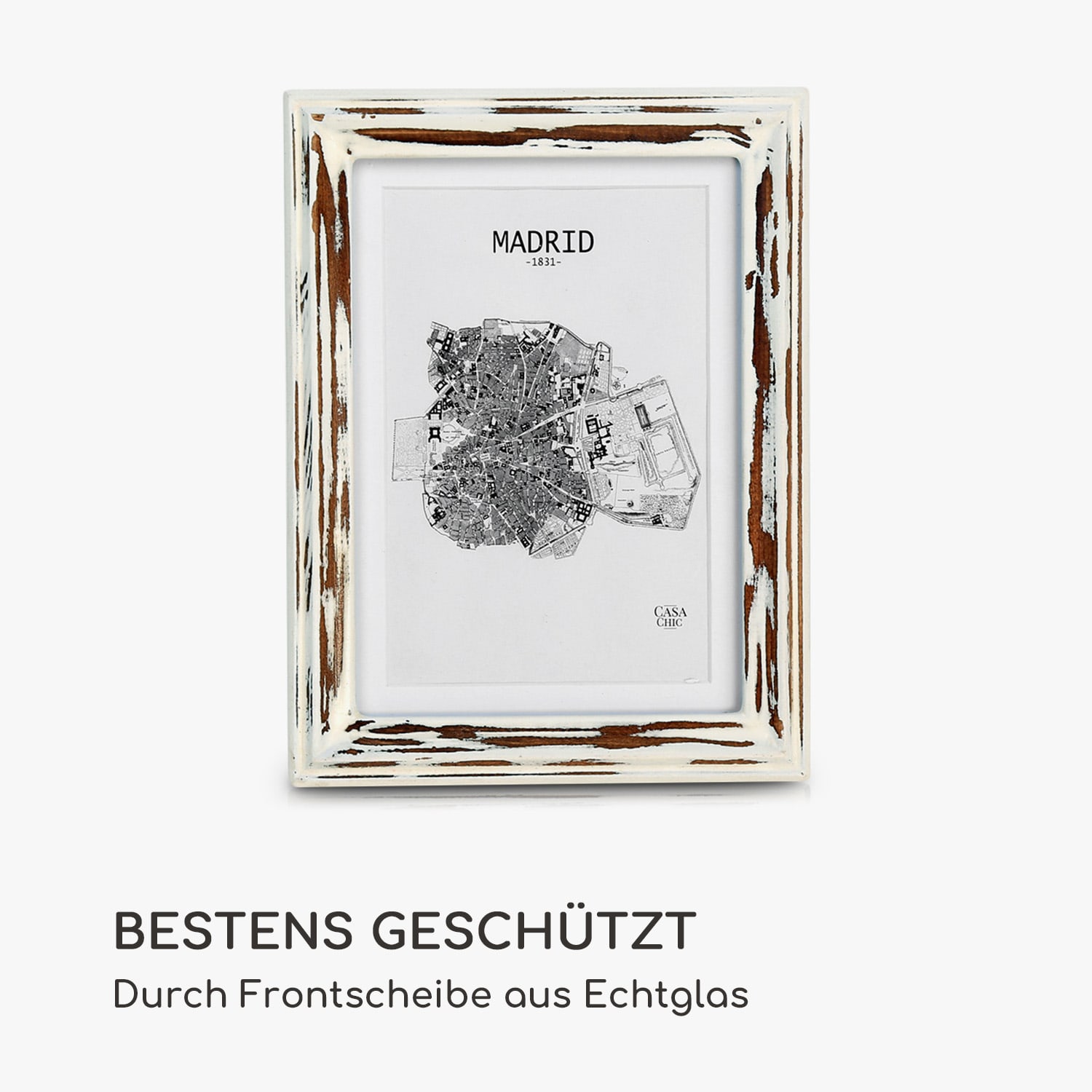 Lancaster Bilderrahmen rechteckig 17 x 12 cm Fotos Passepartout Holz Braun