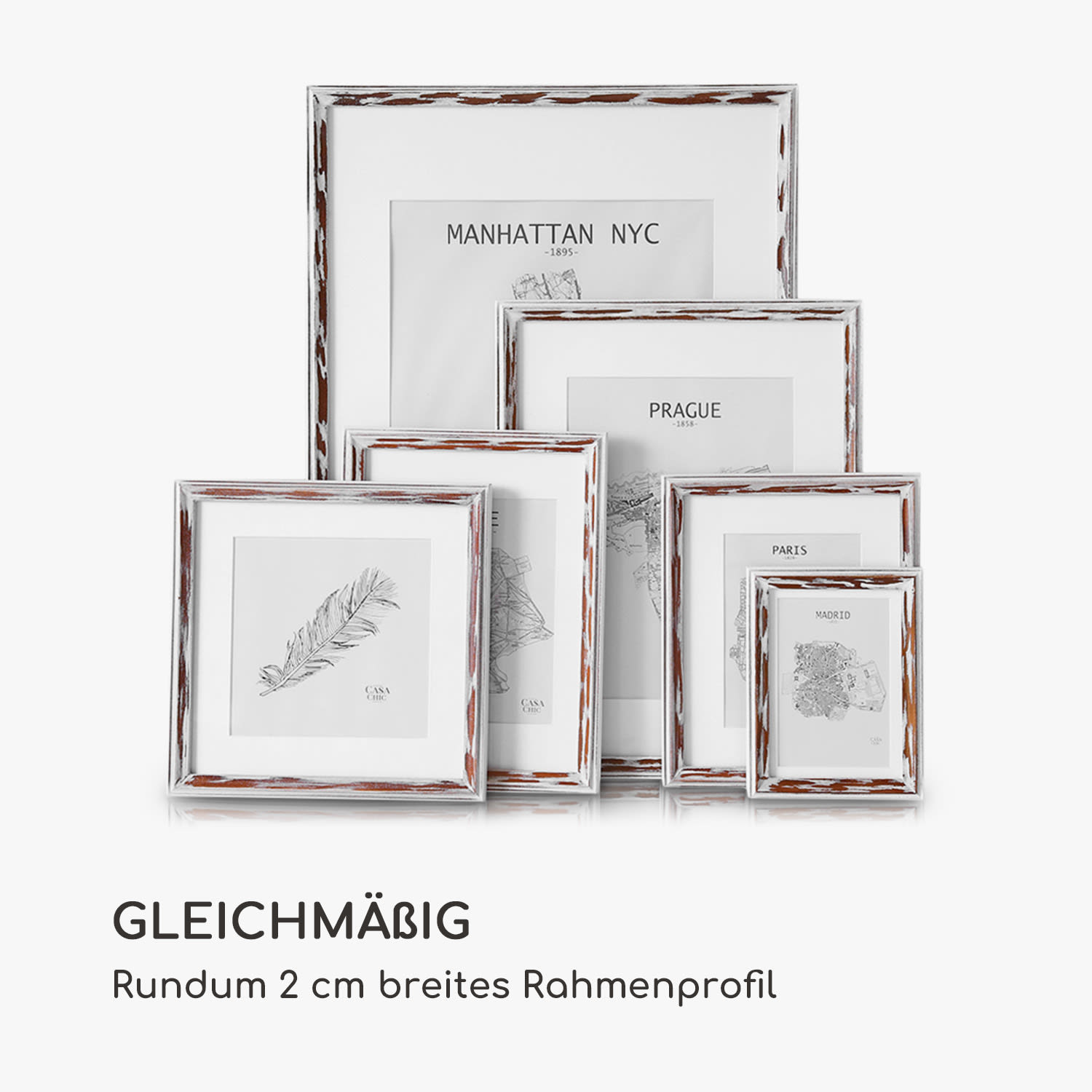 Lancaster Bilderrahmen rechteckig 17 x 12 cm Fotos   Passepartout Holz Braun