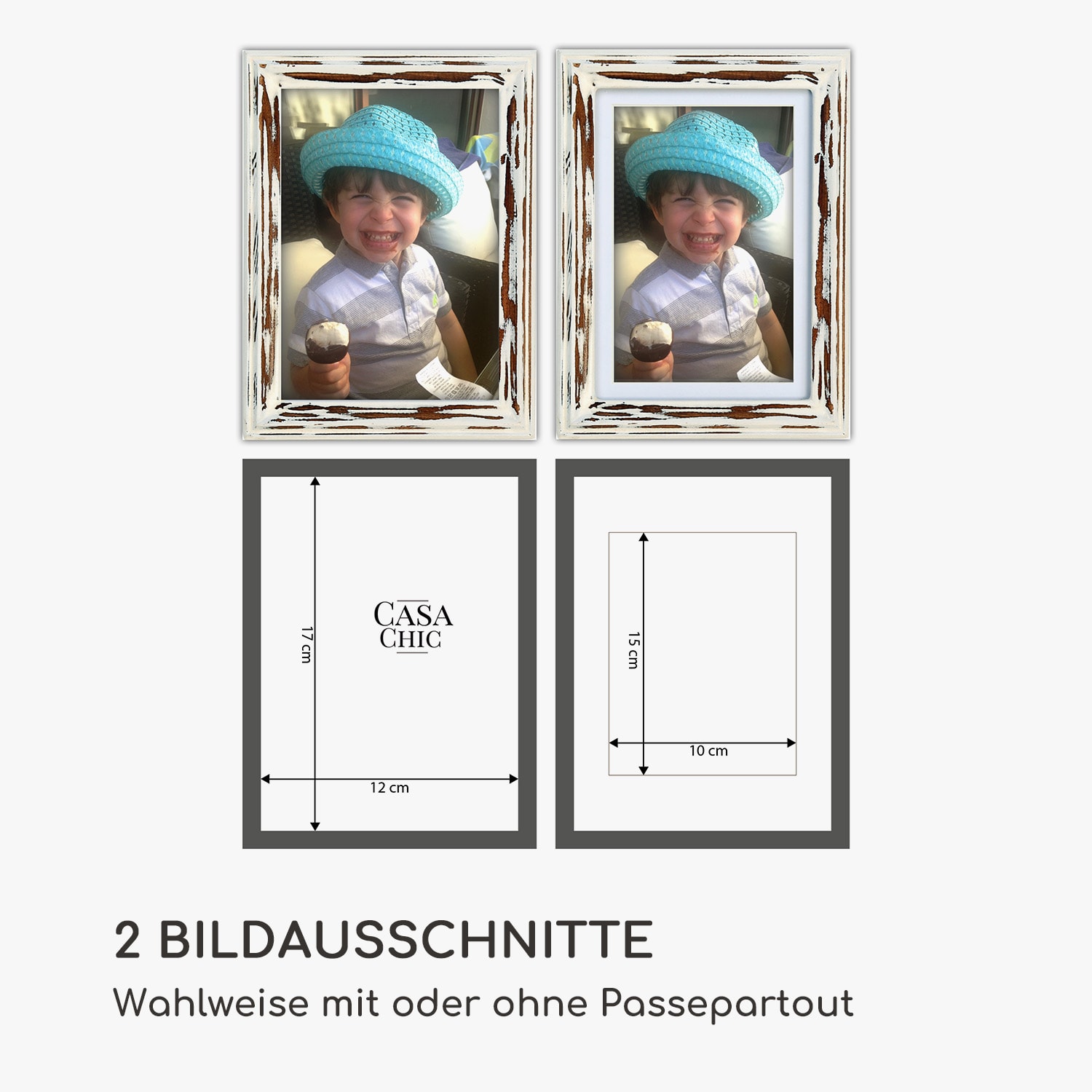 Lancaster Bilderrahmen rechteckig 17 x 12 cm Fotos Passepartout Holz Braun