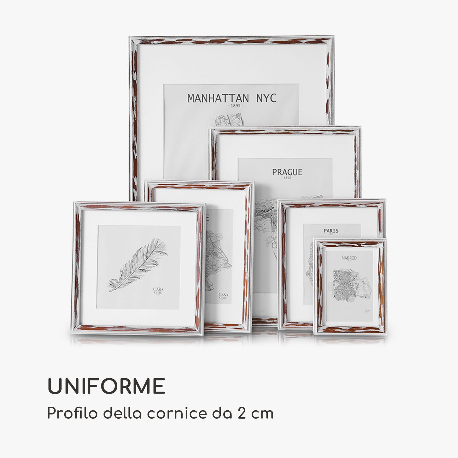 Lancaster cornice, rettangolare, foto 17 x 12 cm, passepartout, legno Marrone