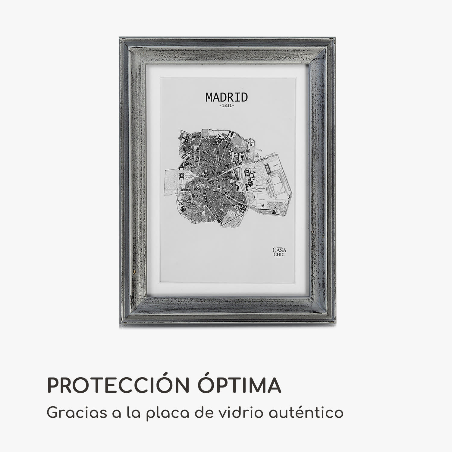 Marco de fotos Lancaster Rectangular 17x12 cm Fotos Paspartú Madera Plata