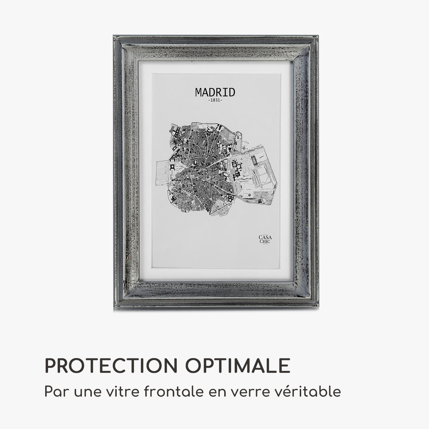 Lancaster cadre photo rectangulaire 17 x 12 cm photos passe-partout bois Argent