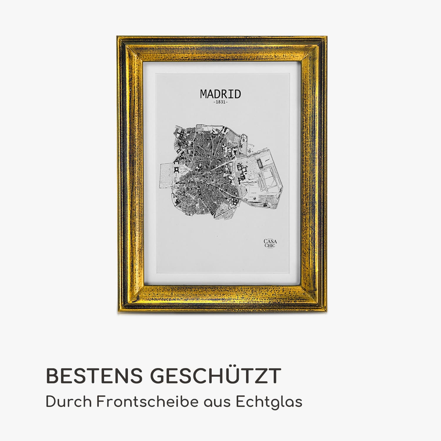 Lancaster Bilderrahmen rechteckig 17 x 12 cm Fotos   Passepartout Holz Gold