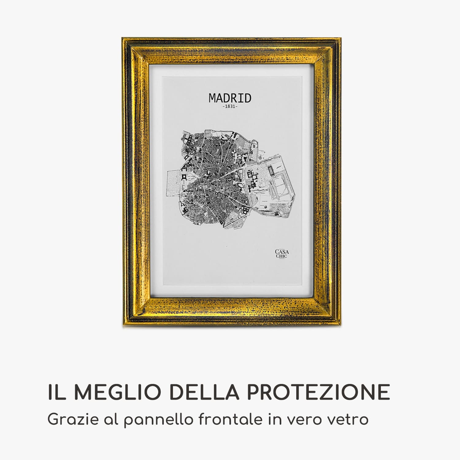 Lancaster cornice, rettangolare, foto 17 x 12 cm, passepartout, legno Oro