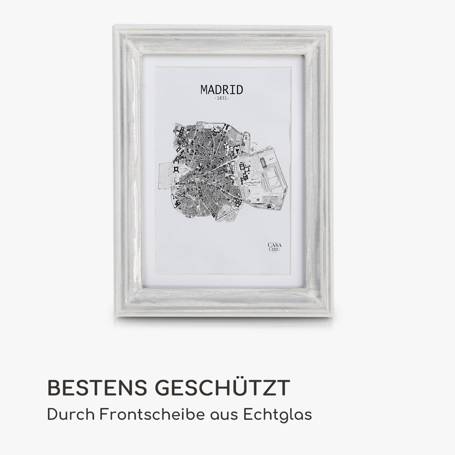 Lancaster Bilderrahmen rechteckig 3er-Set 17x12 cm Fotos Passepartout Holz Weiß