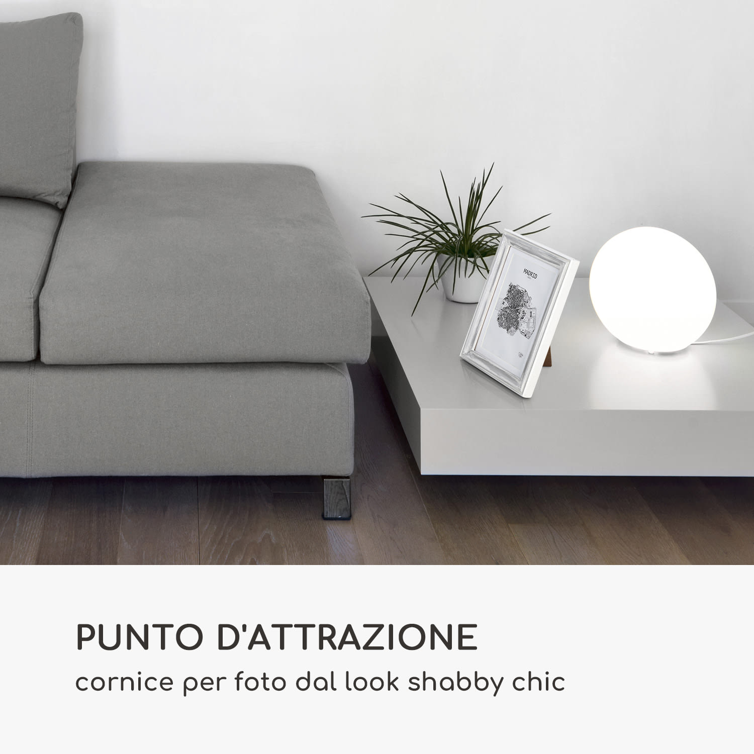 Lancaster cornice, rettangolare, set da 3, foto 17 x 12 cm, passepartout, legno Bianco