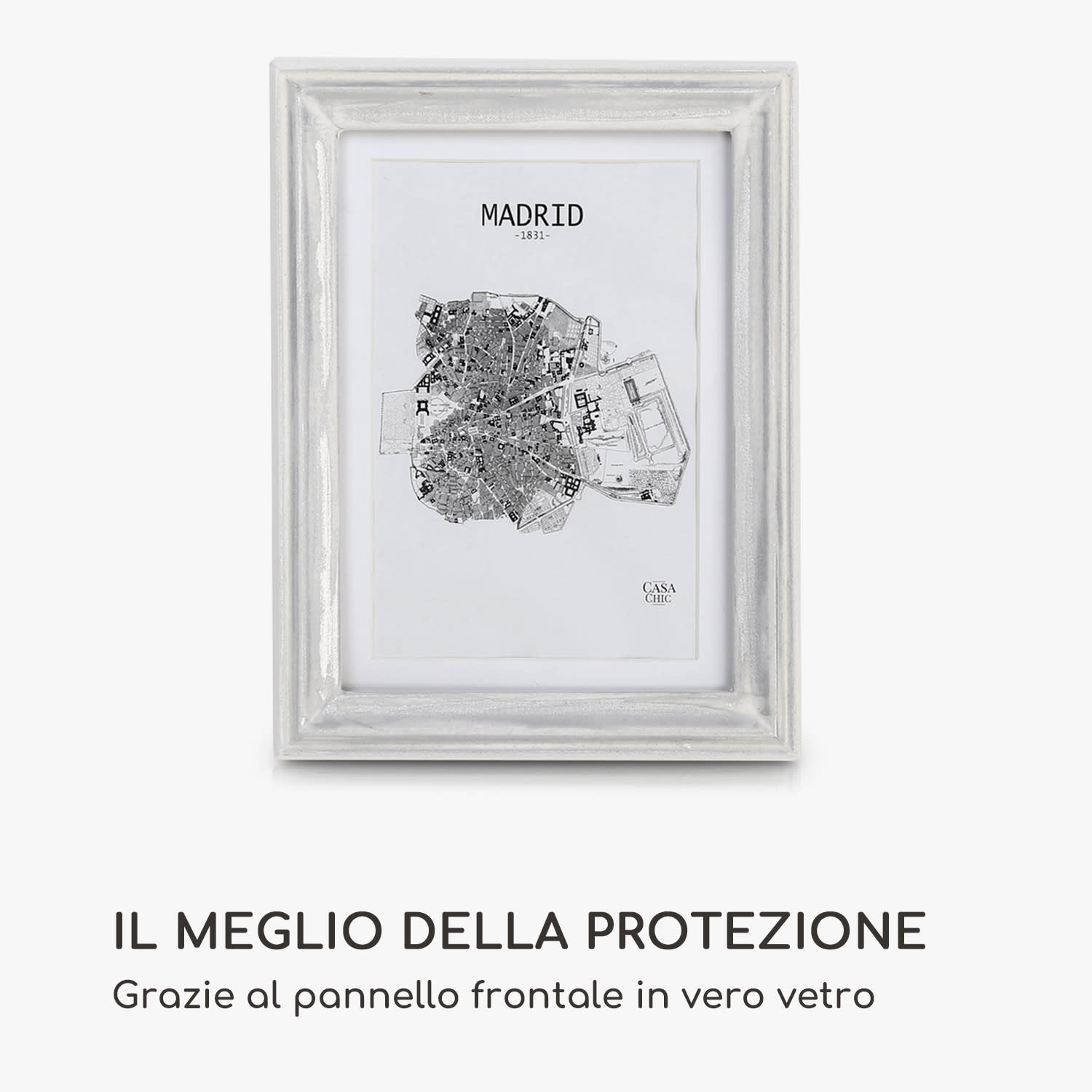 Lancaster cornice, rettangolare, set da 3, foto 17 x 12 cm, passepartout, legno Bianco
