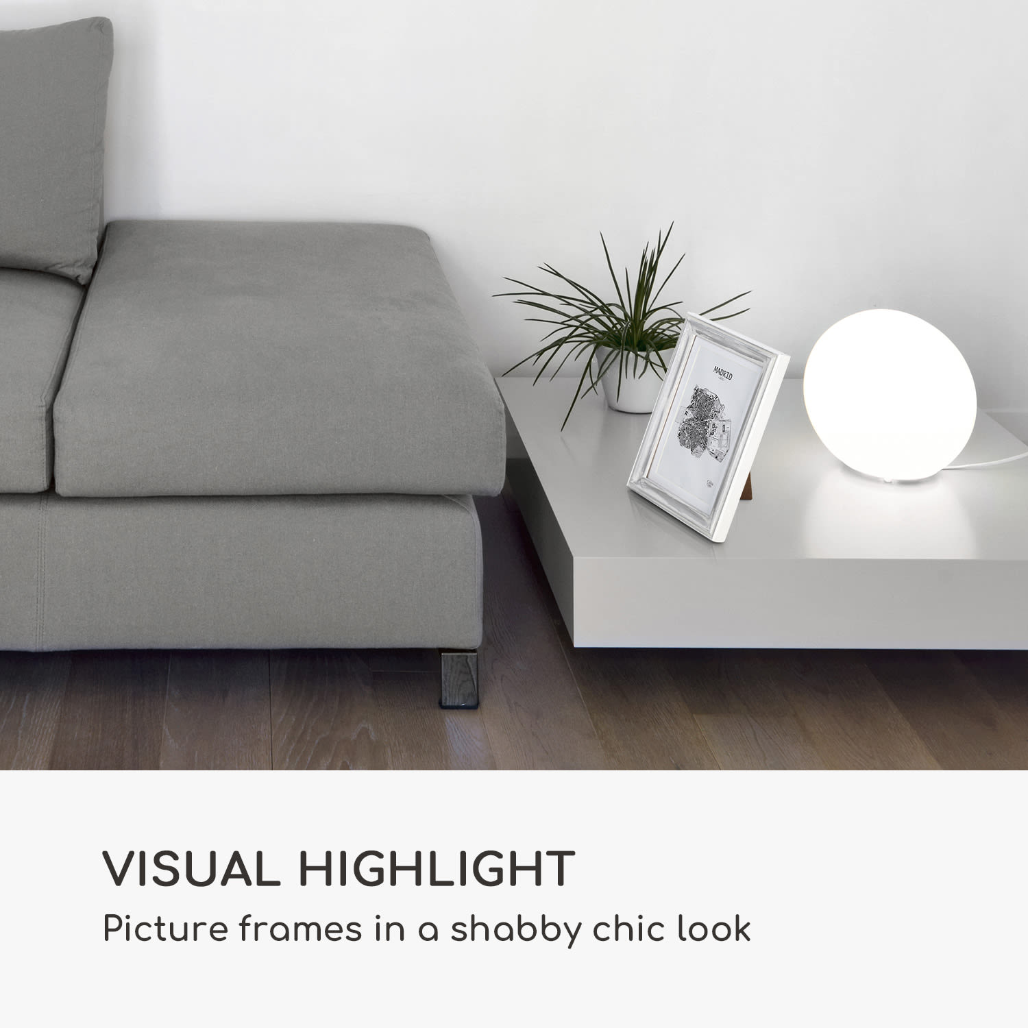 Lancaster -kuvakehys suorakulmainen kolmen kpl:een setti 17 x 12 cm:n kuville paspartuuri puuta Valkoinen