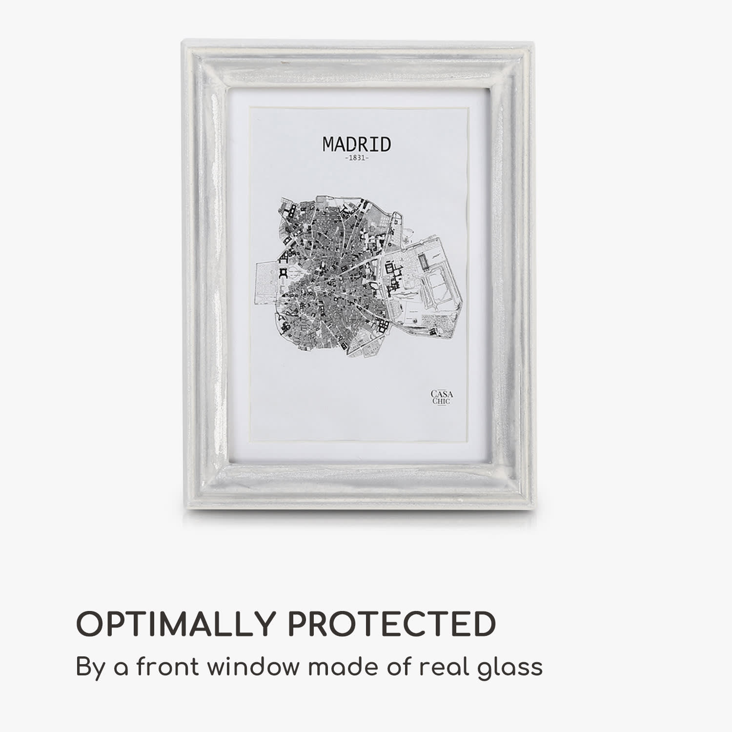 Lancaster -kuvakehys suorakulmainen kolmen kpl:een setti 17 x 12 cm:n kuville paspartuuri puuta Valkoinen