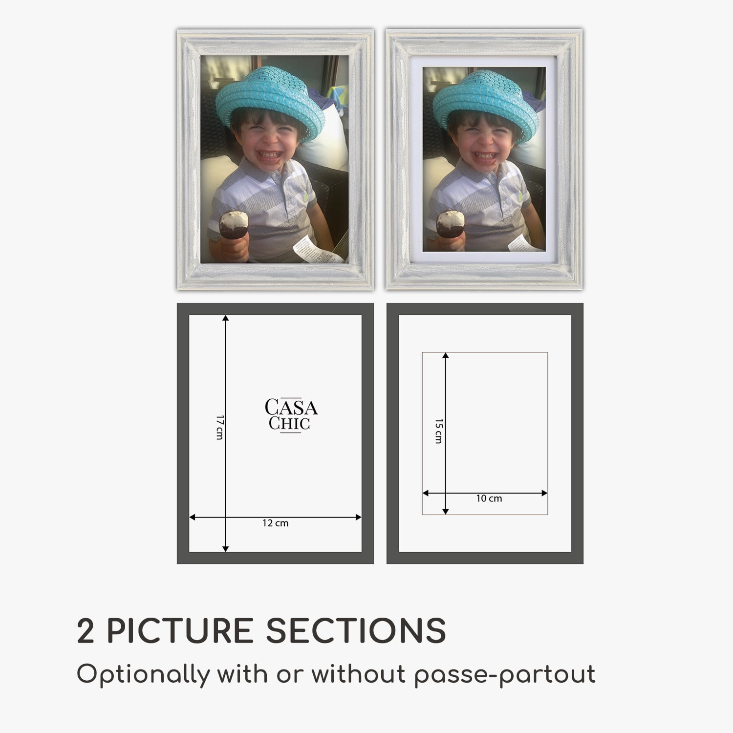 Lancaster fotolijst rechthoekig set van 3 17 x 12 cm foto's passe-partout hout Wit