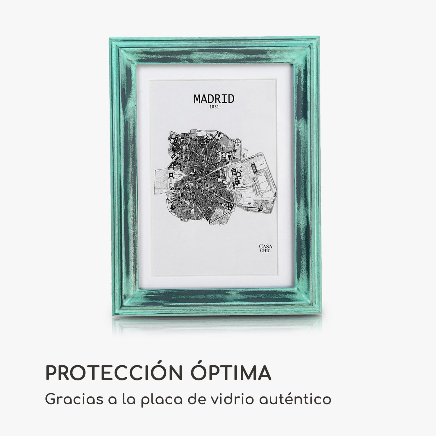 Marco de fotos Lancaster Rectangular Juego de 3 unidades 17x12 cm Fotos Paspartú Madera Turquesa