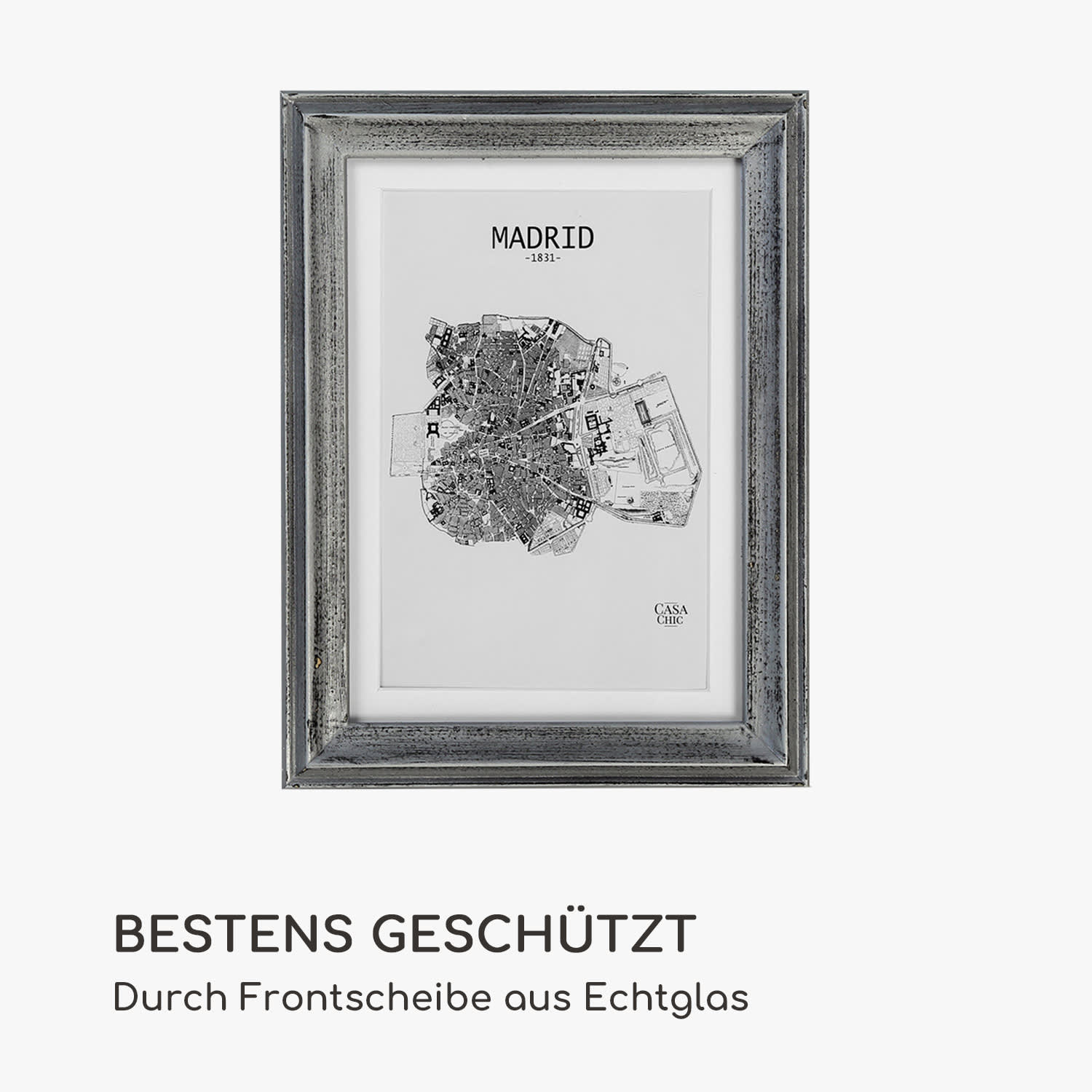 Lancaster Bilderrahmen rechteckig 3er-Set 17x12 cm Fotos Passepartout Holz Silber