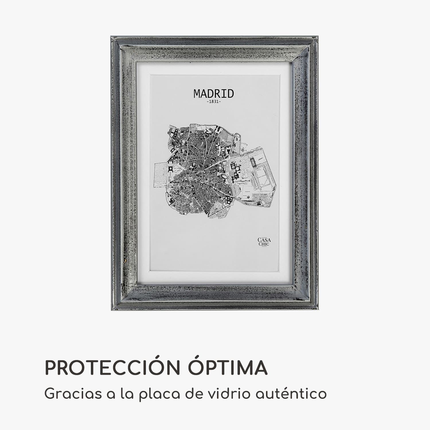 Marco de fotos Lancaster Rectangular Juego de 3 unidades 17x12 cm Fotos Paspartú Madera Plata