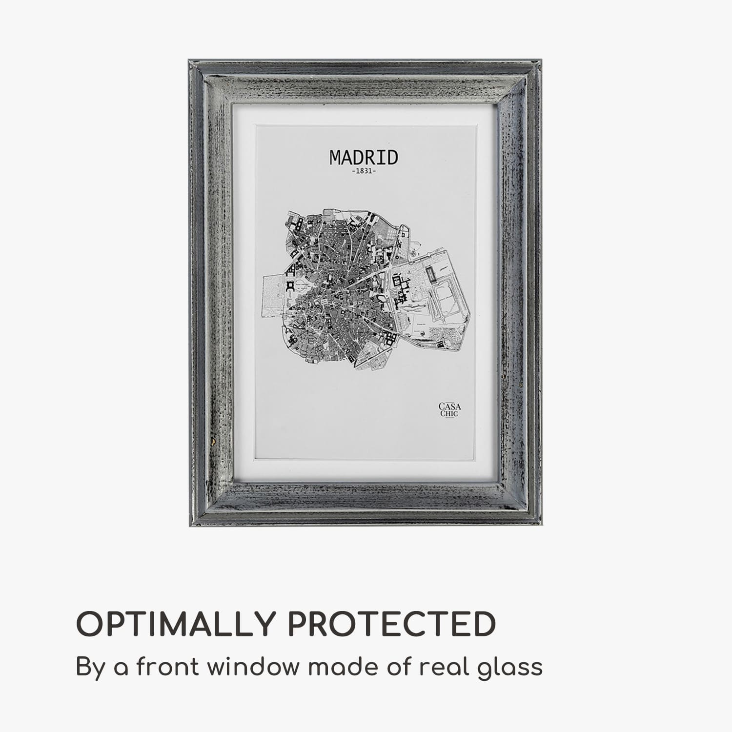 Lancaster, rámy na obrázky, obdĺžnikové, sada 3 rámov, fotky 17 x 12 cm, pasparta, drevo Strieborná