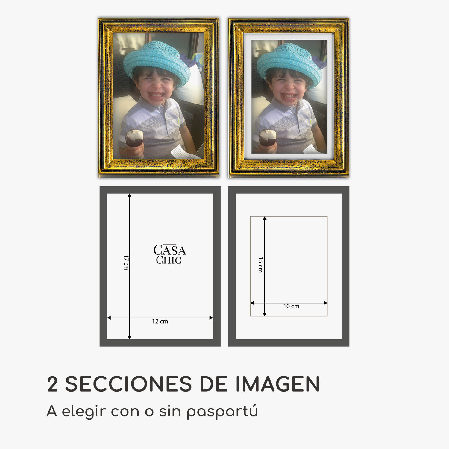 Marco de fotos Lancaster Rectangular Juego de 3 unidades 17x12 cm Fotos Paspartú Madera 