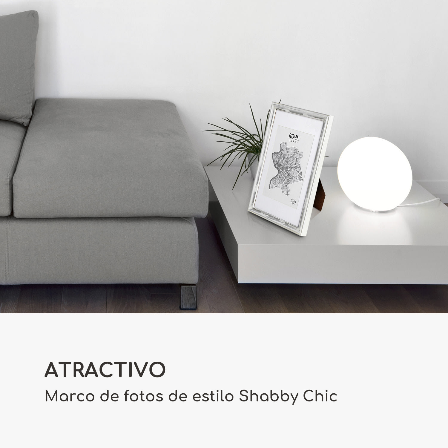 Marco de fotos Lancaster Rectangular DIN A4 Fotos Paspartú Madera Blanco