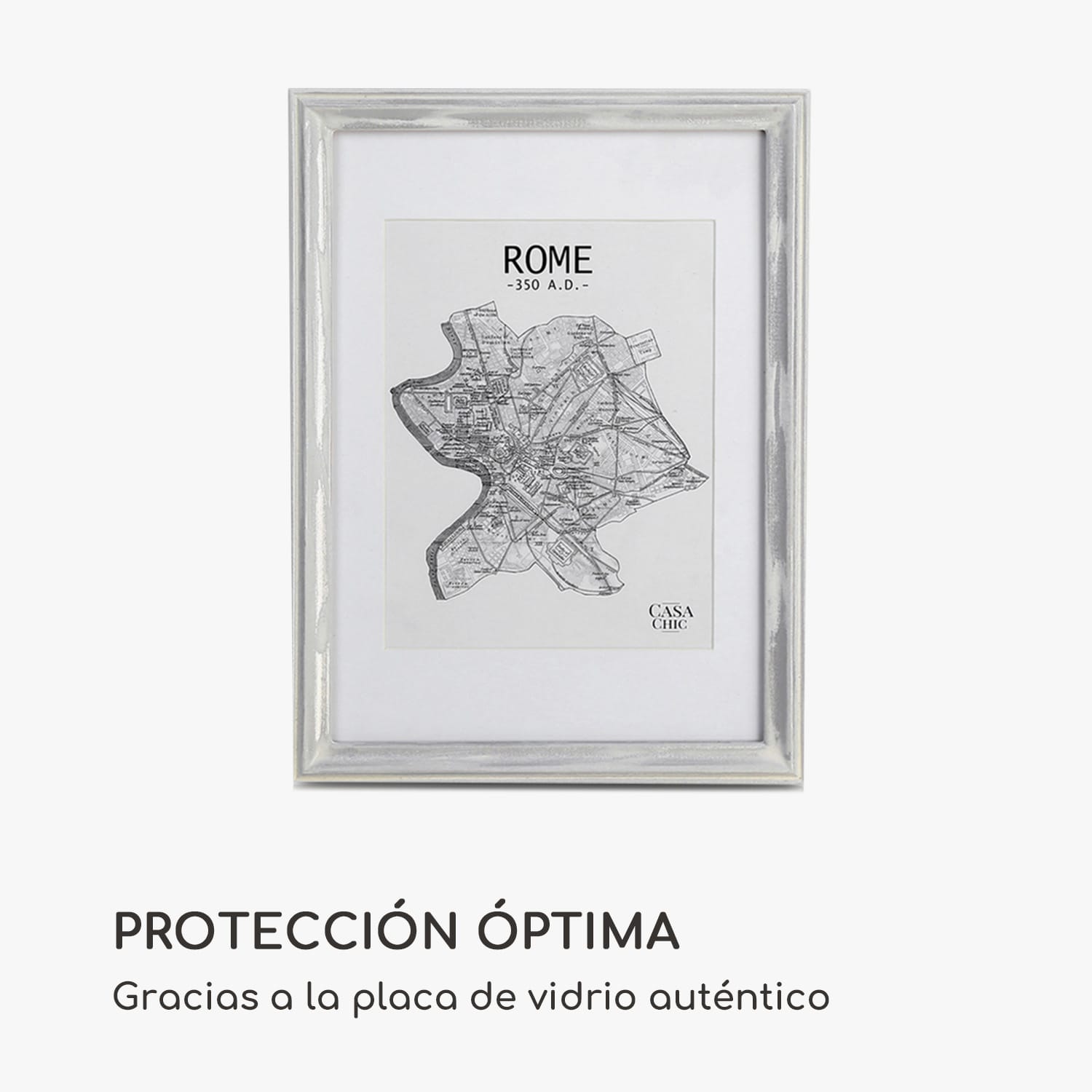 Marco de fotos Lancaster Rectangular DIN A4 Fotos Paspartú Madera Blanco