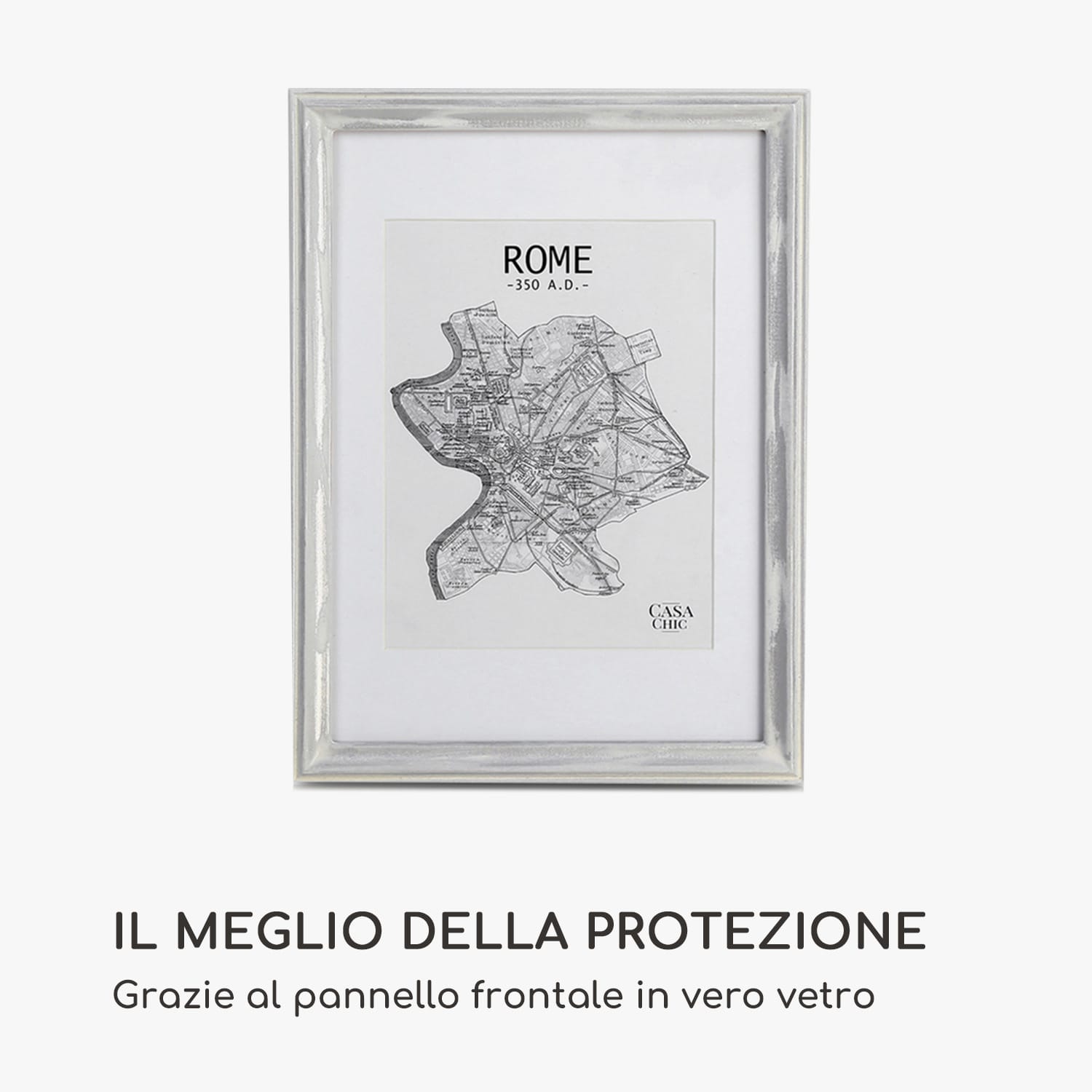 Lancaster cornice, rettangolare, foto DIN A4, passepartout, legno Bianco