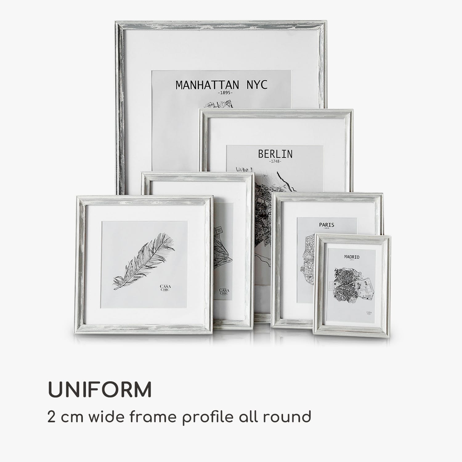 Lancaster, okvir za slike, pravokutni, DIN A4 fotografije, nosač, drvo Bijela