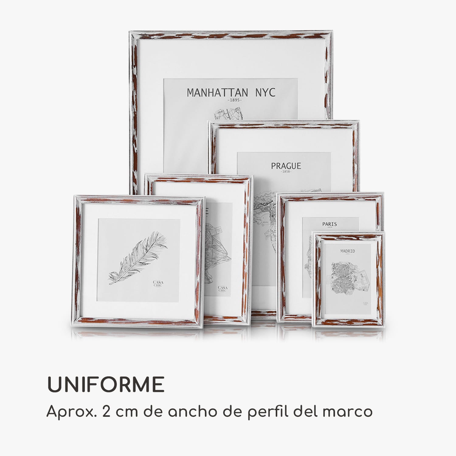 Marco de fotos Lancaster Rectangular DIN A4 Fotos Paspartú Madera Marrón