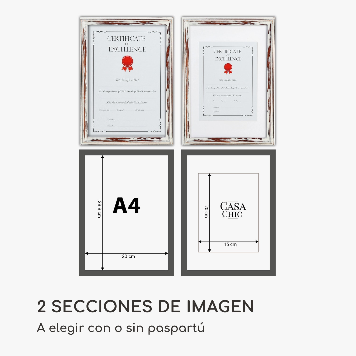 Marco de fotos Lancaster Rectangular DIN A4 Fotos Paspartú Madera Marrón