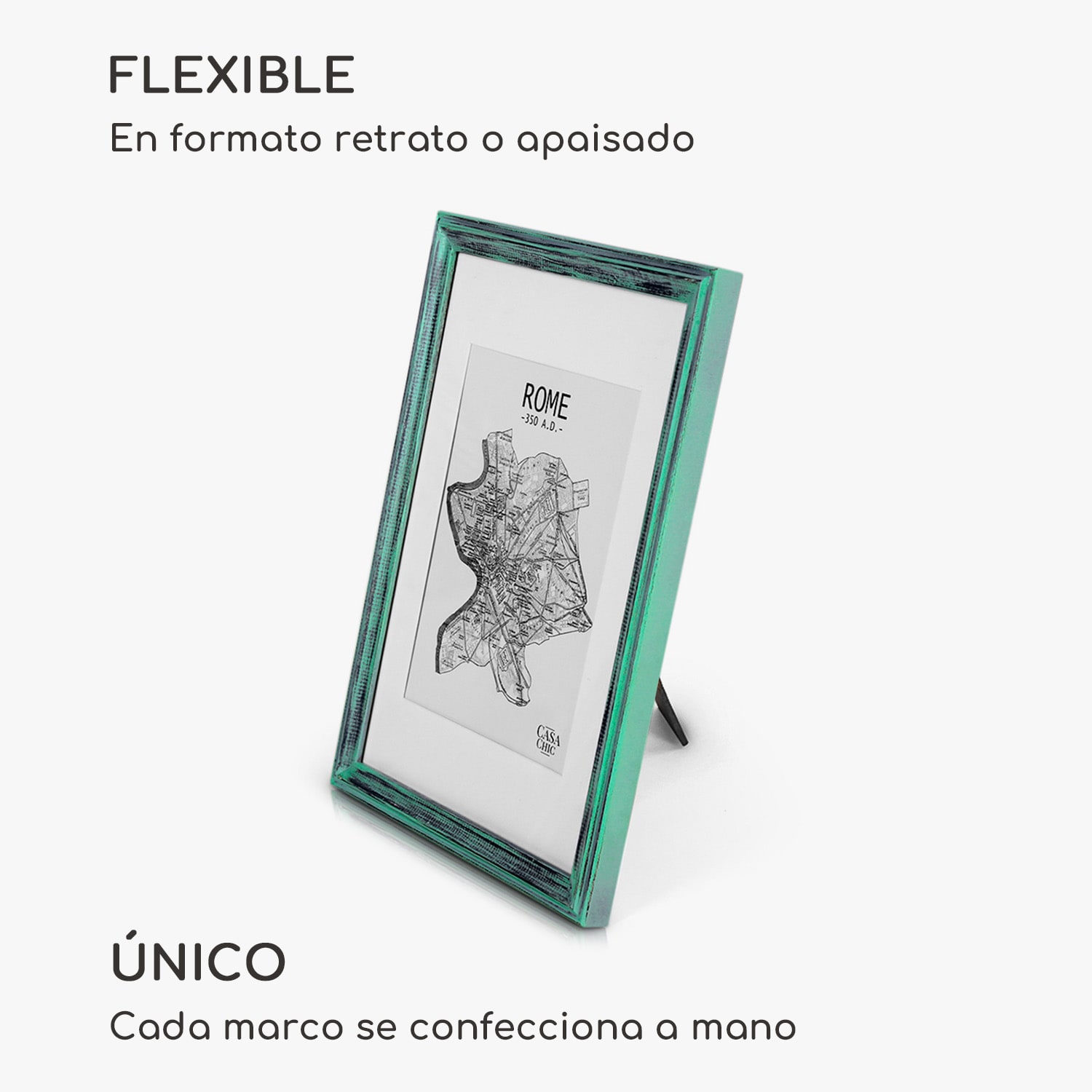 Marco de fotos Lancaster Rectangular DIN A4 Fotos Paspartú Madera Turquesa