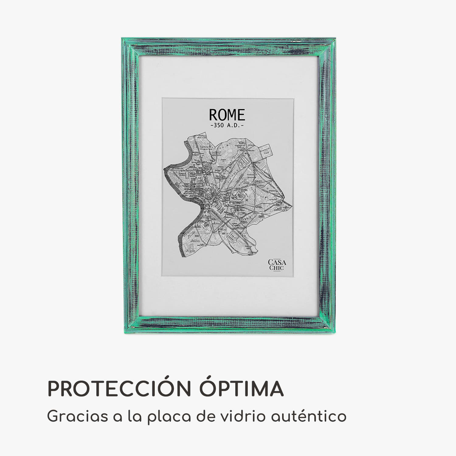 Marco de fotos Lancaster Rectangular DIN A4 Fotos Paspartú Madera Turquesa