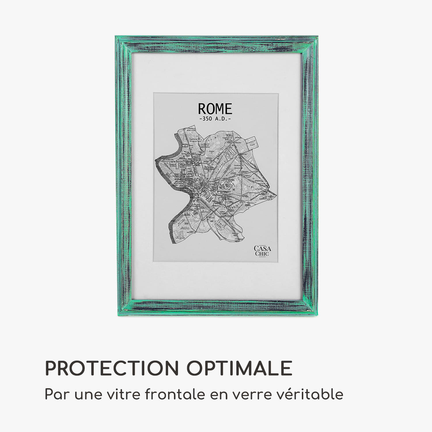 Lancaster cadre photo rectangulaire DIN A4 photos passe-partout bois Turquoise