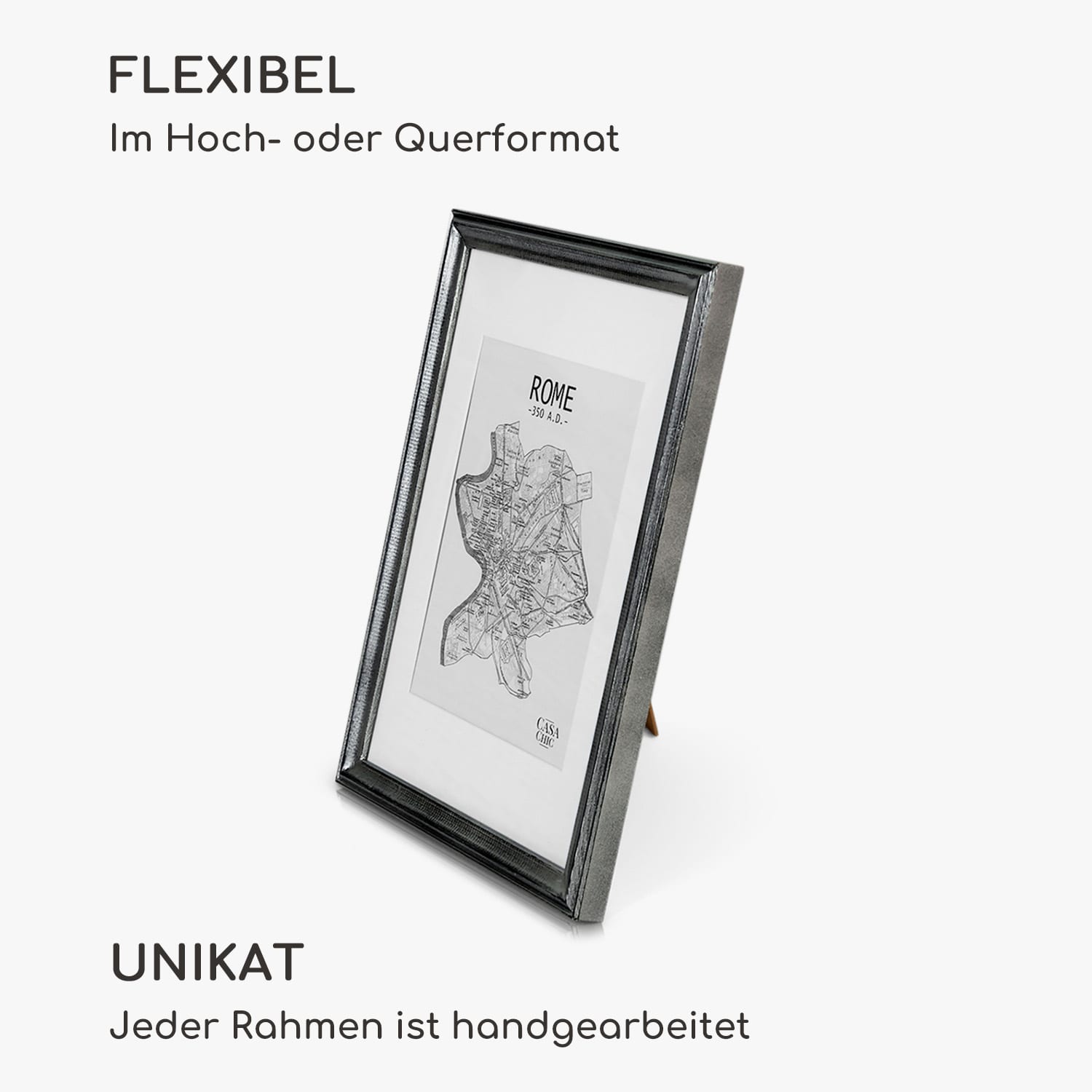 Lancaster Bilderrahmen rechteckig DIN A4 Fotos Passepartout Holz Silber