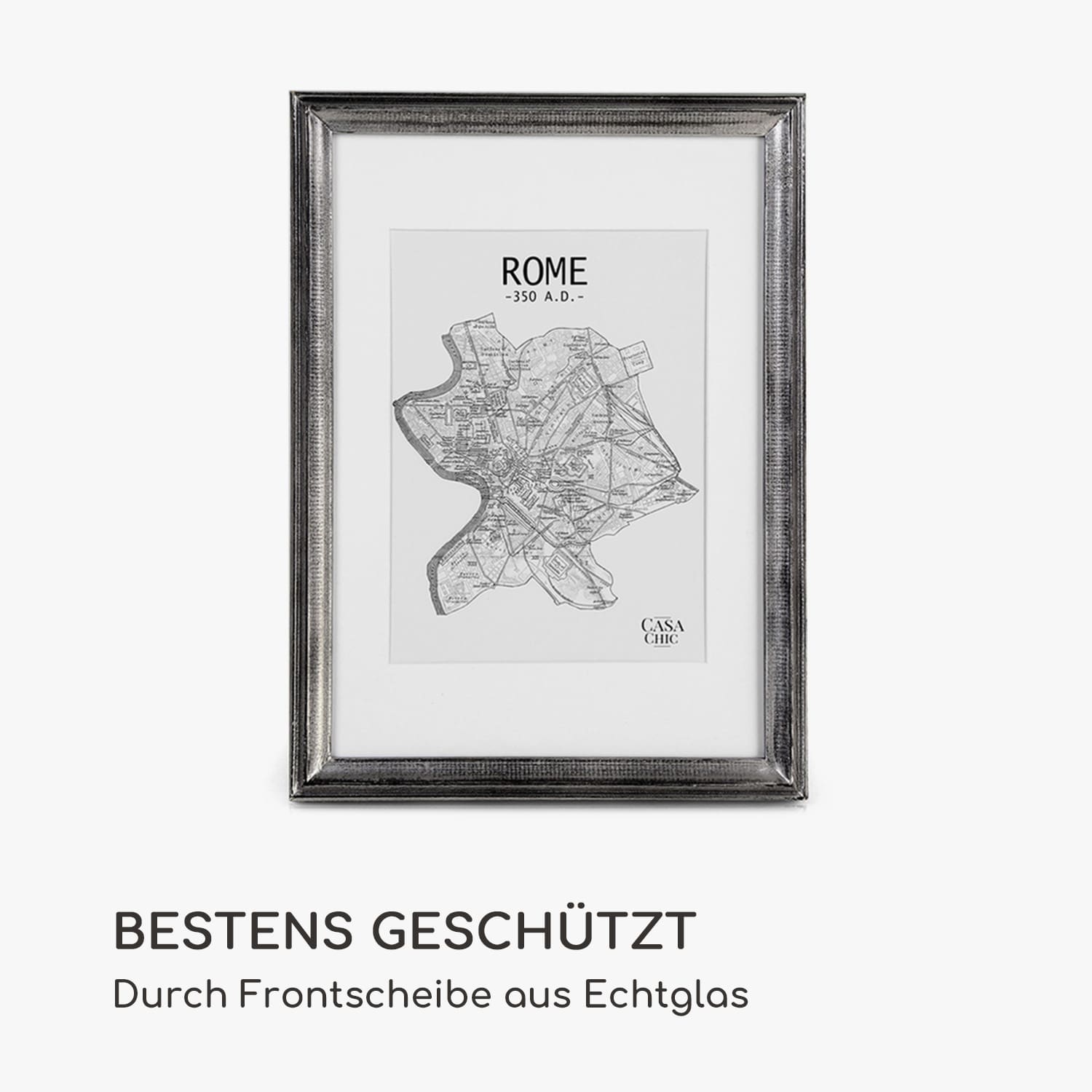 Lancaster Bilderrahmen rechteckig DIN A4 Fotos Passepartout Holz Silber