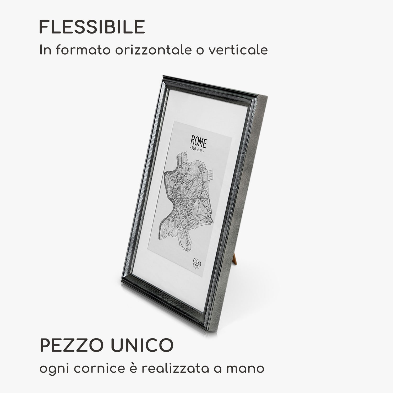 Lancaster cornice, rettangolare, foto DIN A4, passepartout, legno Argento