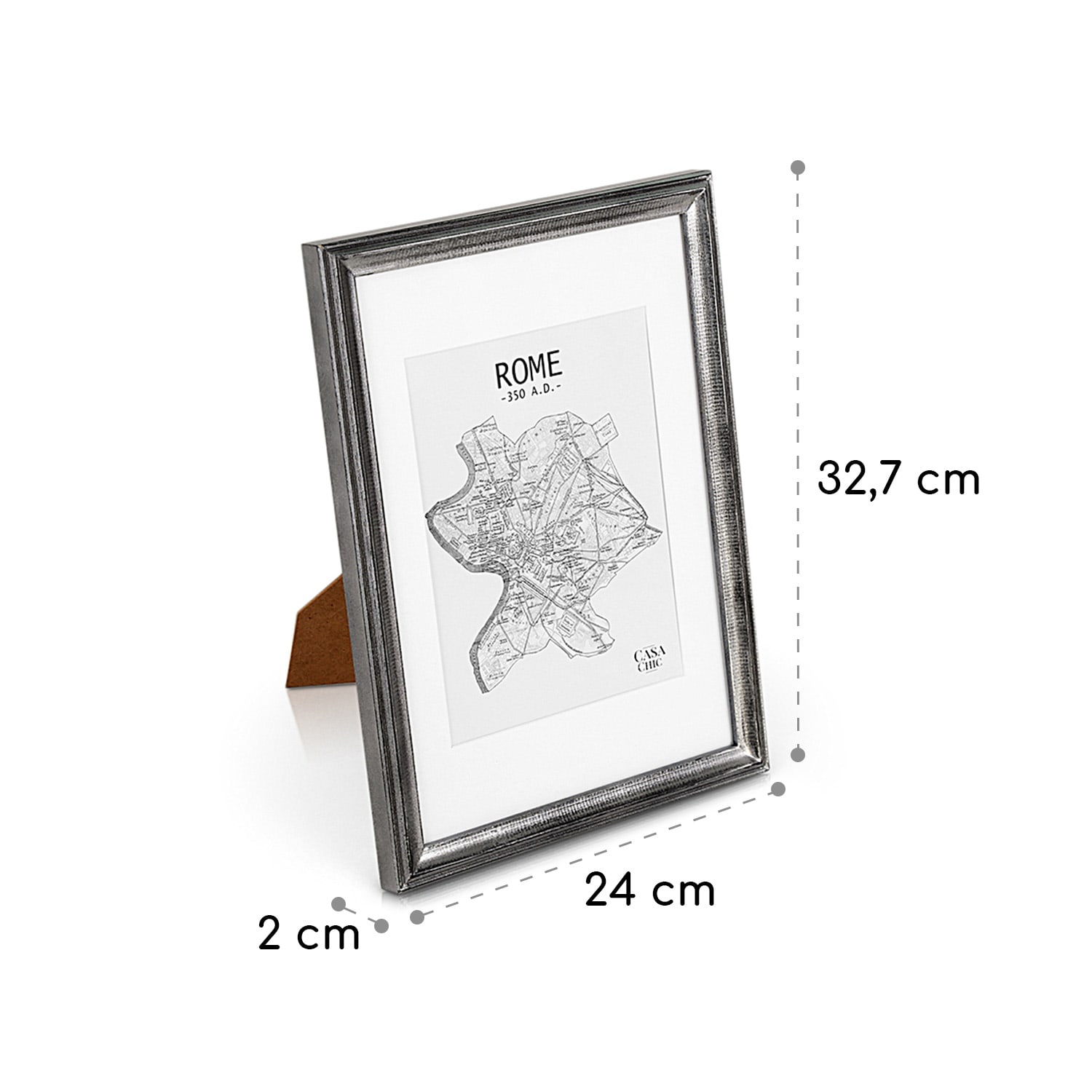 Lancaster Bilderrahmen rechteckig DIN A4 Fotos Passepartout Holz Silber