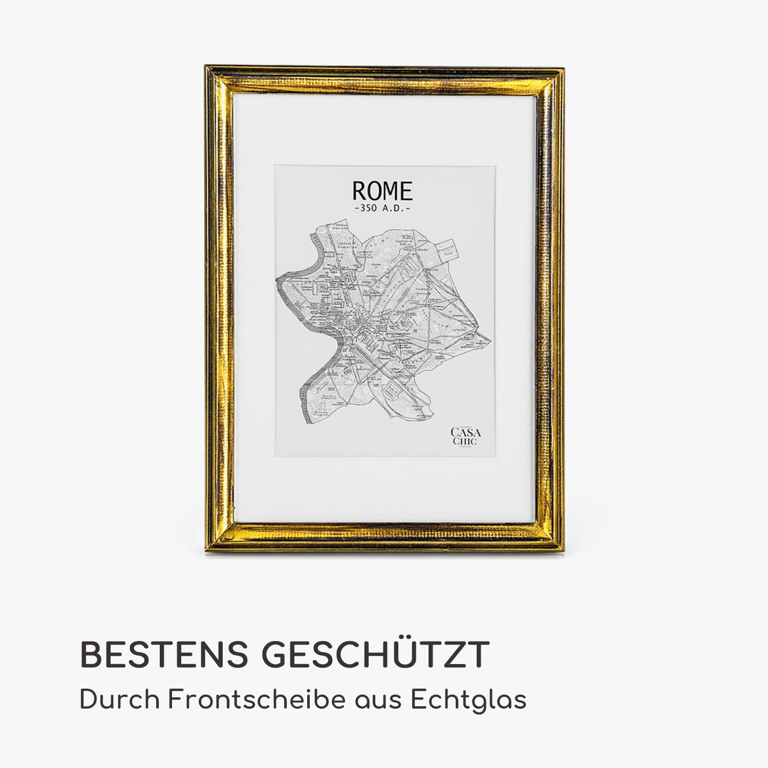 Lancaster Bilderrahmen rechteckig DIN A4 Fotos Passepartout Holz Gold