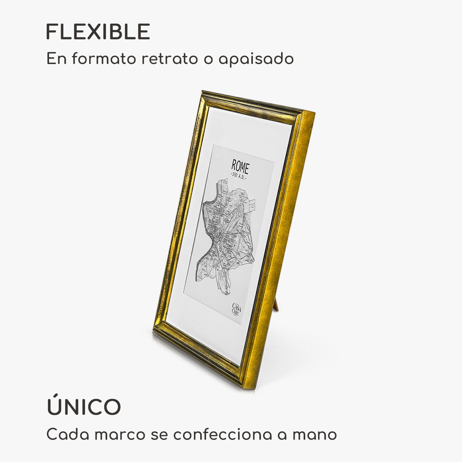 Marco de fotos Lancaster Rectangular DIN A4 Fotos Paspartú Madera Oro