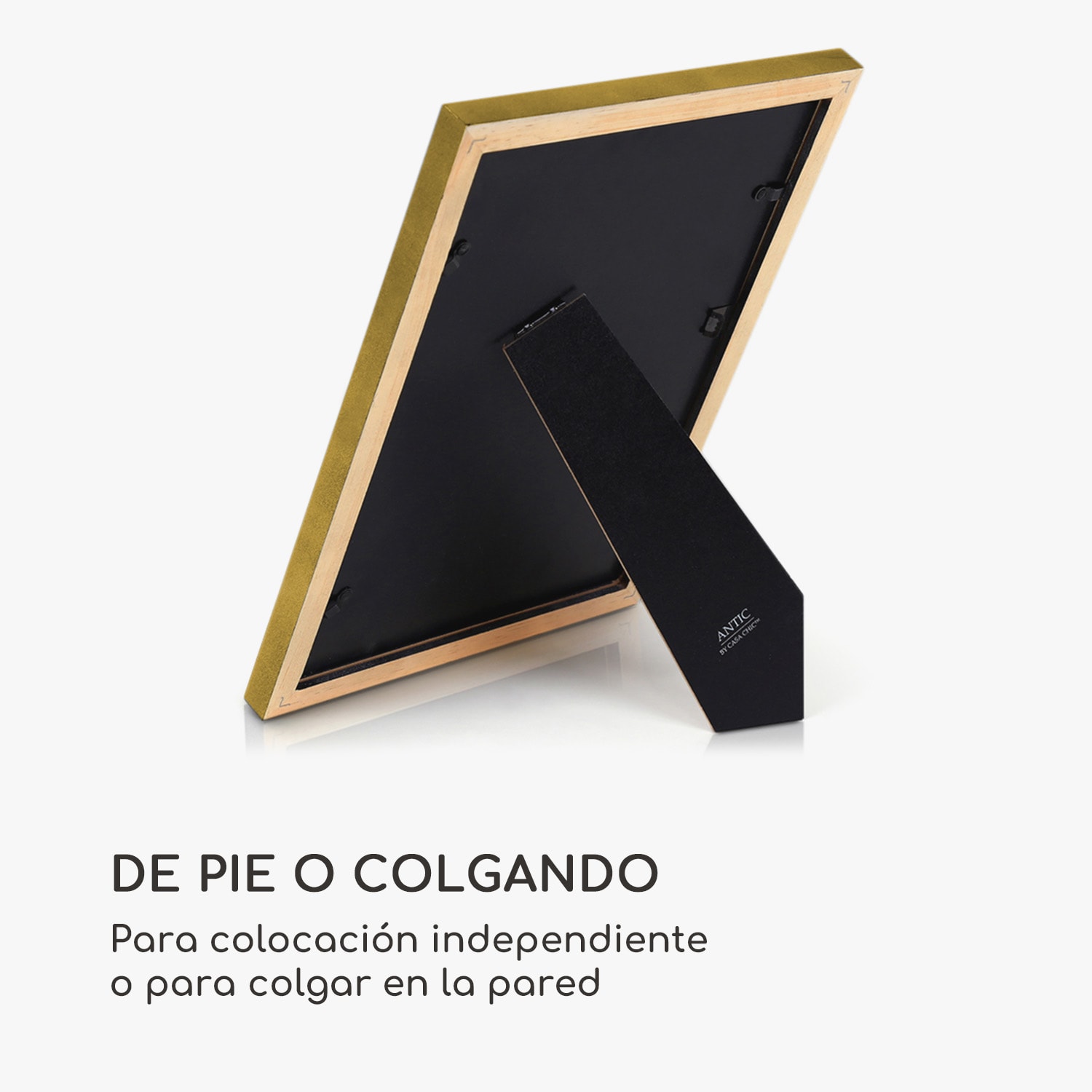 Marco de fotos Lancaster Rectangular DIN A4 Fotos Paspartú Madera Oro