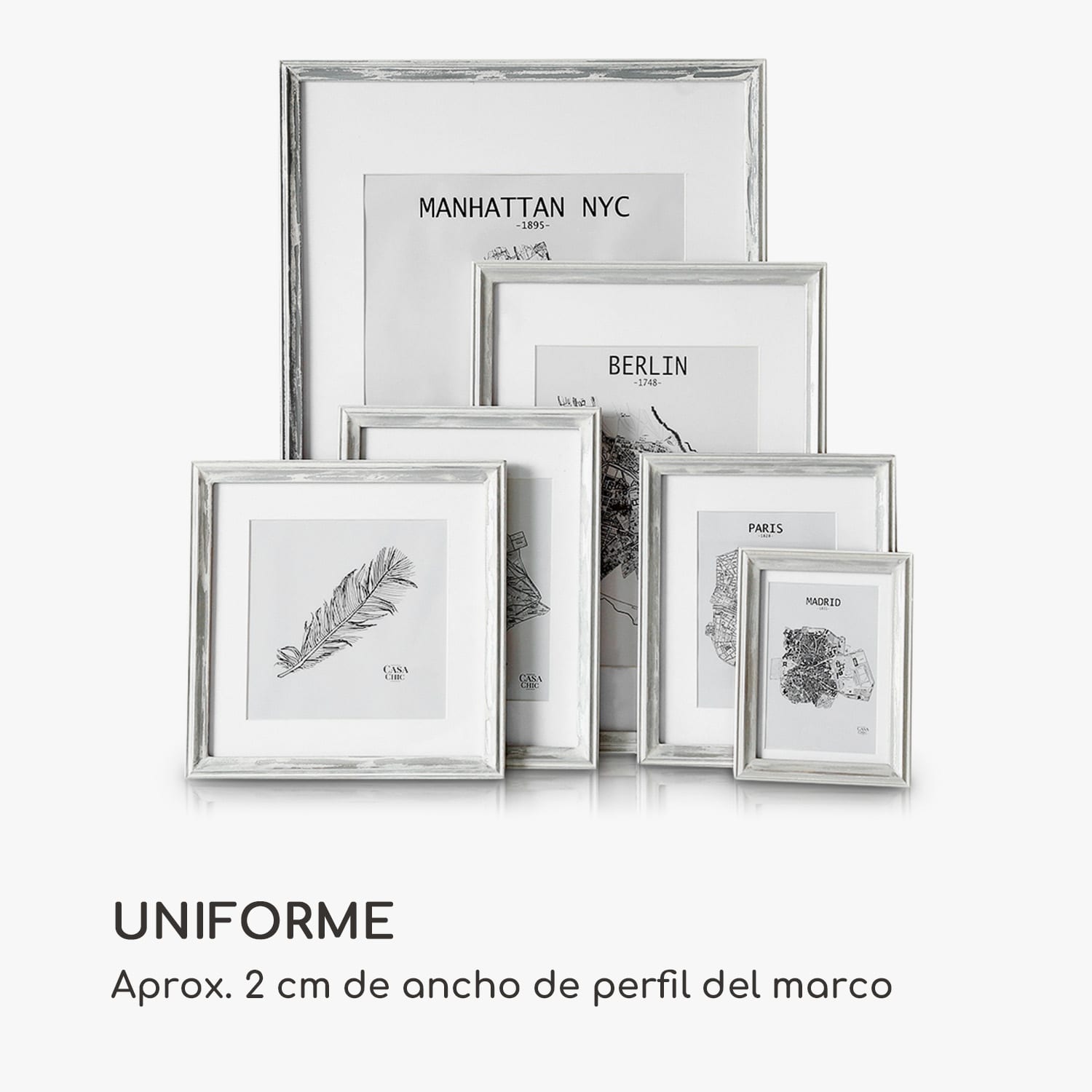 Marco de fotos Lancaster Rectangular 24,8 x 19,3 cm Fotos Paspartú Madera 