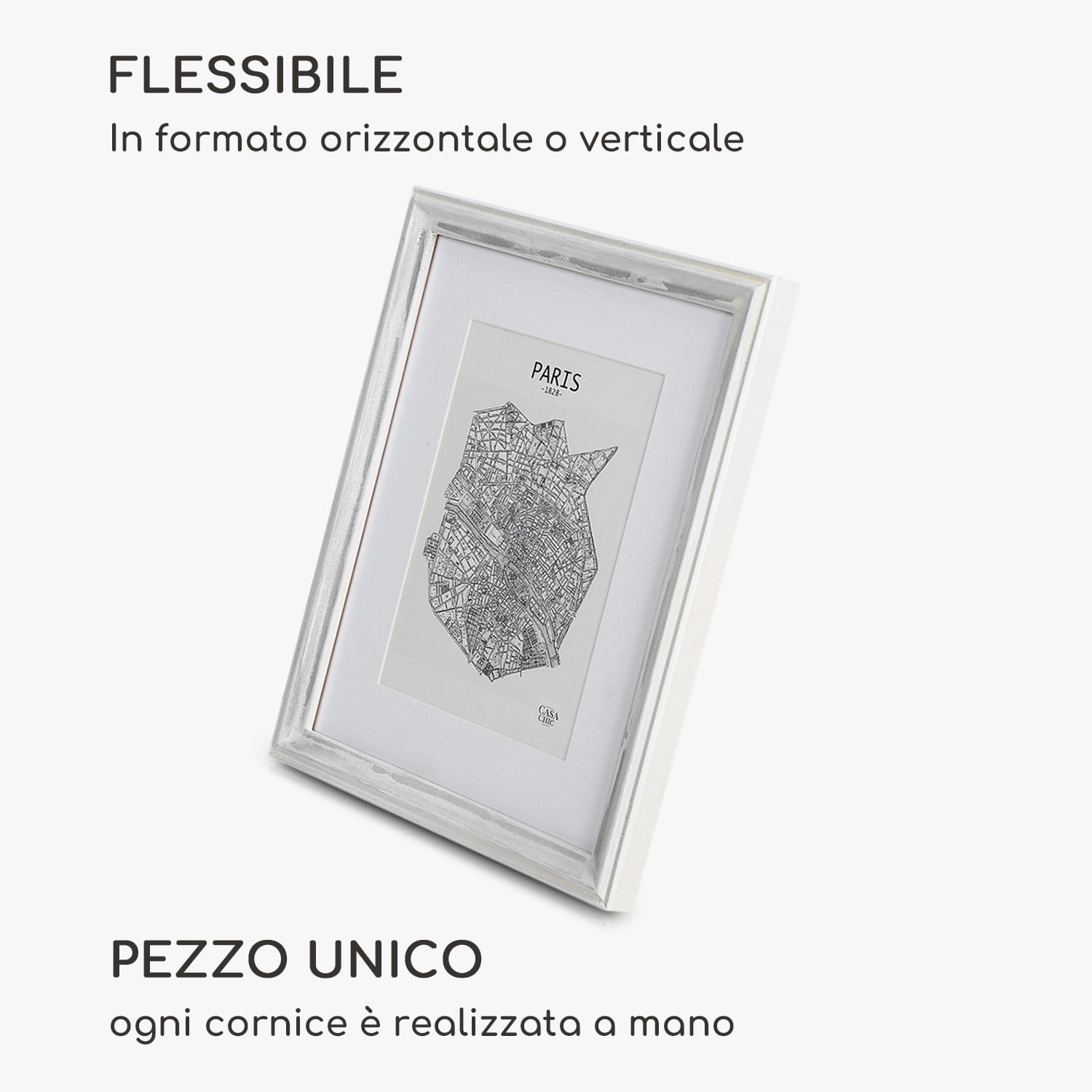 Lancaster cornice, quadrata, foto 24,8 x 19,3 cm, passepartout, legno Bianco