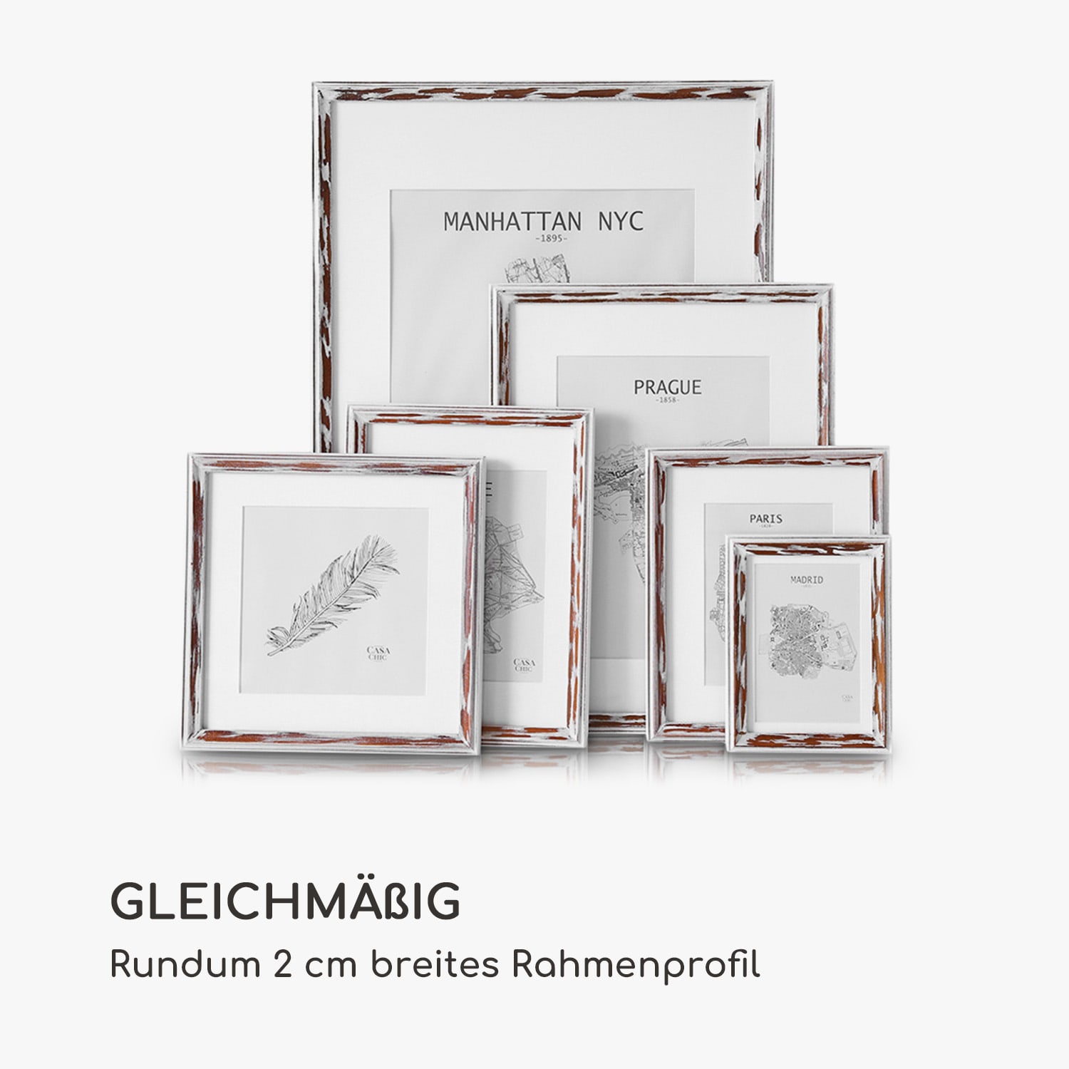 Lancaster Bilderrahmen rechteckig 24,8 x 19,3 cm Fotos   Passepartout Holz Braun