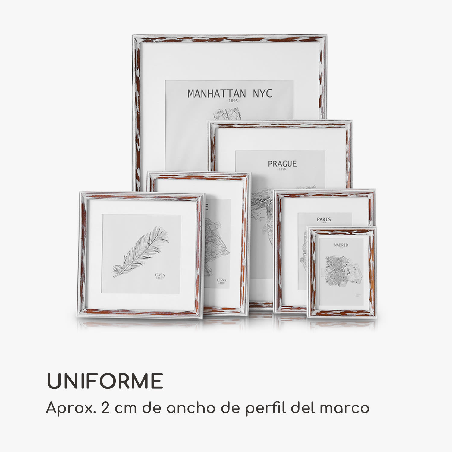 Marco de fotos Lancaster Rectangular 24,8 x 19,3 cm Fotos Paspartú Madera Marrón