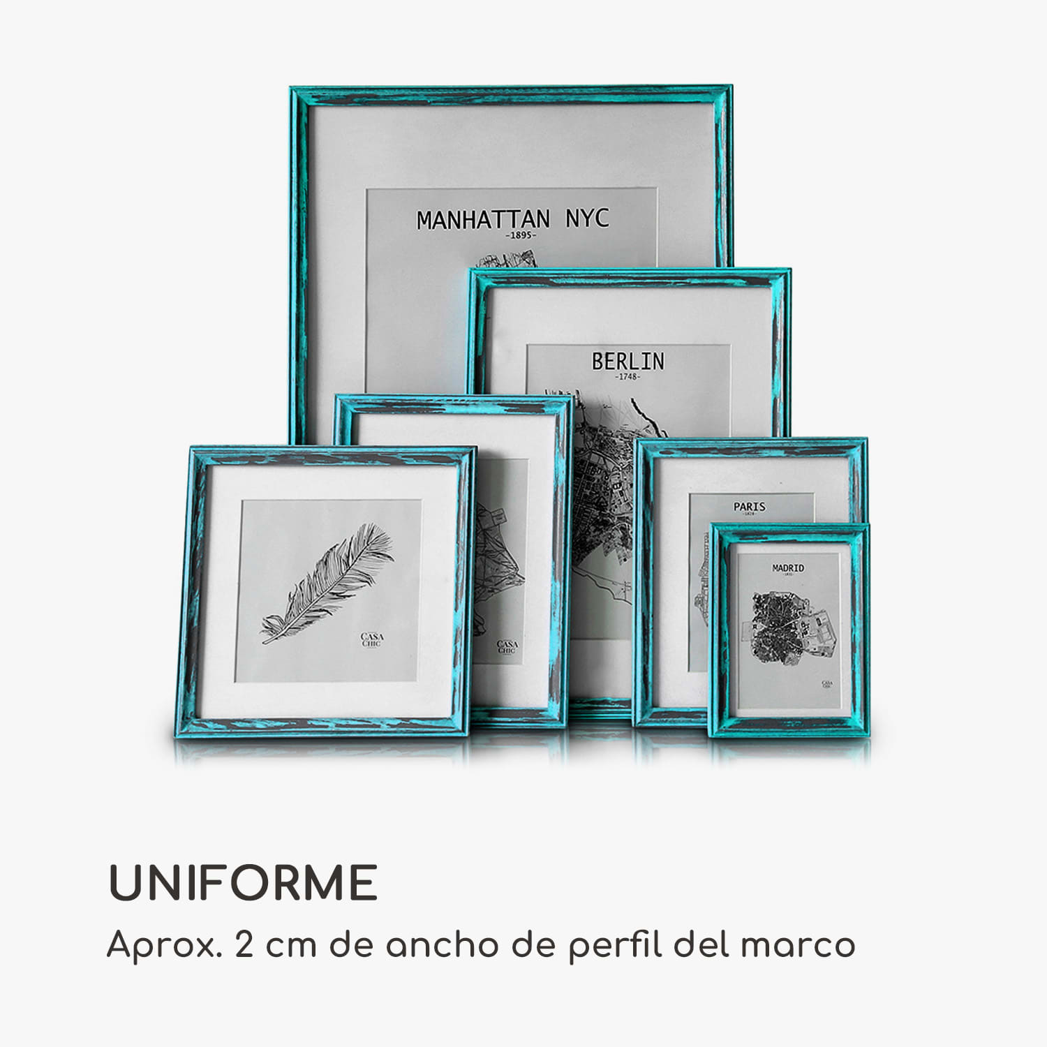 Marco de fotos Lancaster Rectangular 24,8 x 19,3 cm Fotos Paspartú Madera 