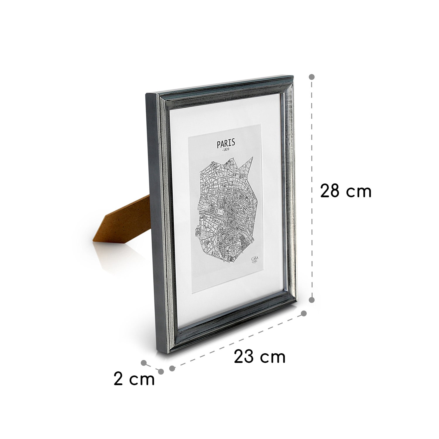 Lancaster, рамка за картини, правоъгълна, снимки 24,8 x 19,3 cm, паспарту, дърво Сребърен