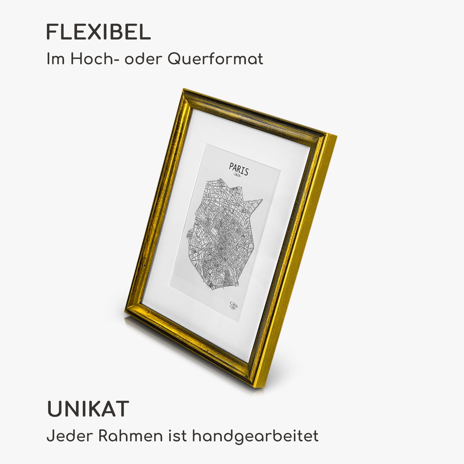 Lancaster Bilderrahmen rechteckig 24,8 x 19,3 cm Fotos   Passepartout Holz Gold