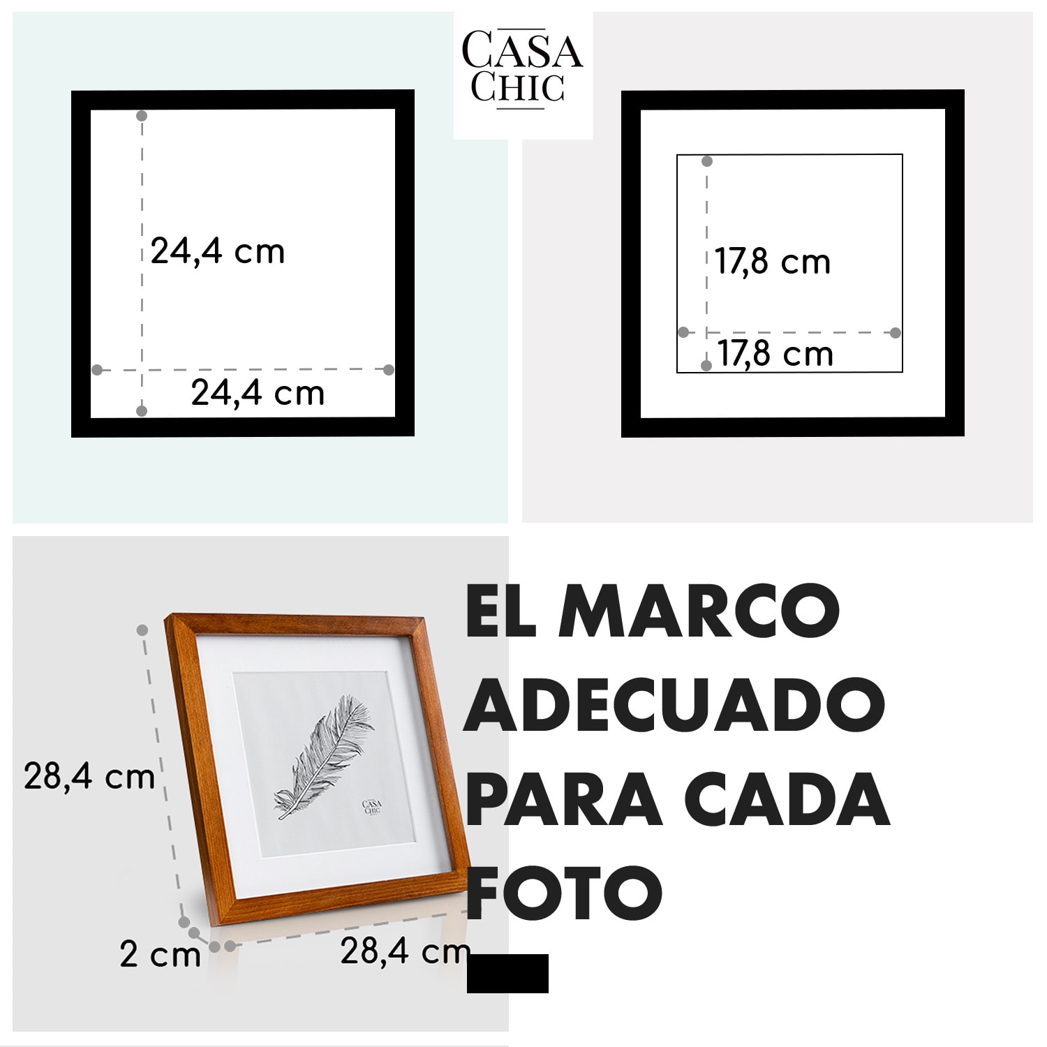 Marco de fotos Bristol Cristal 25 x 25 cm Paspartú Madera auténtica  