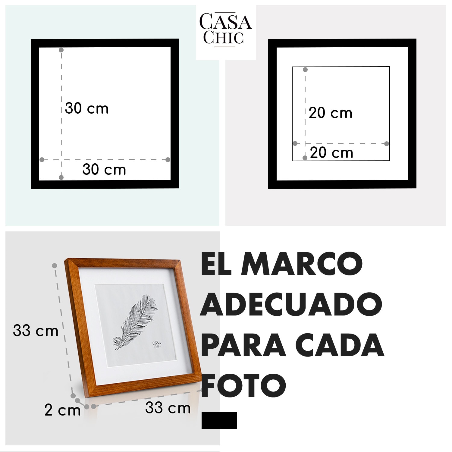 Marco de fotos Bristol cristal 30 x 30 cm con paspartú madera auténtica  Palo de Rosa