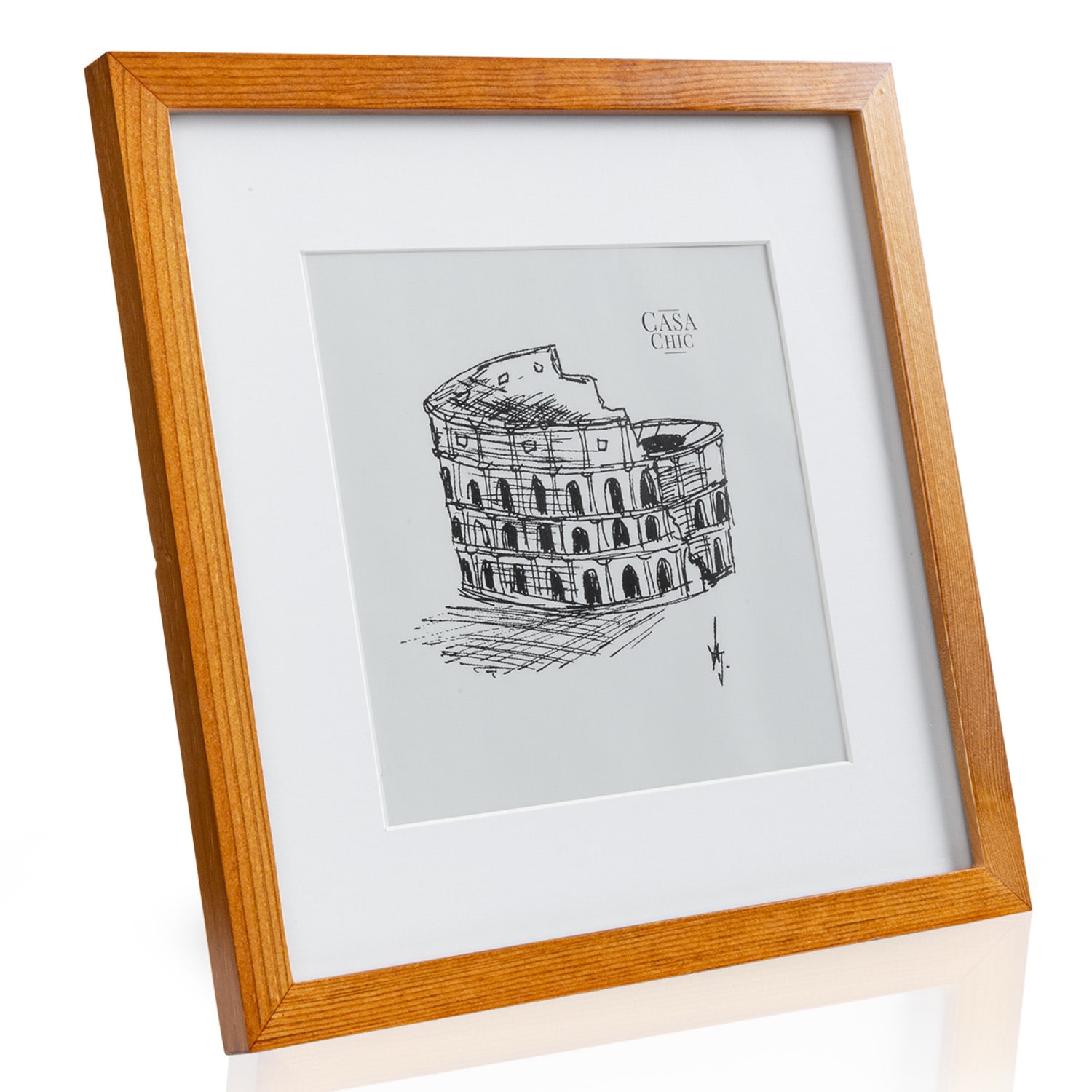 Bristol fotolijst glazen ruit 30 x 30 cm met passe-partout echt hout  Rozenhout