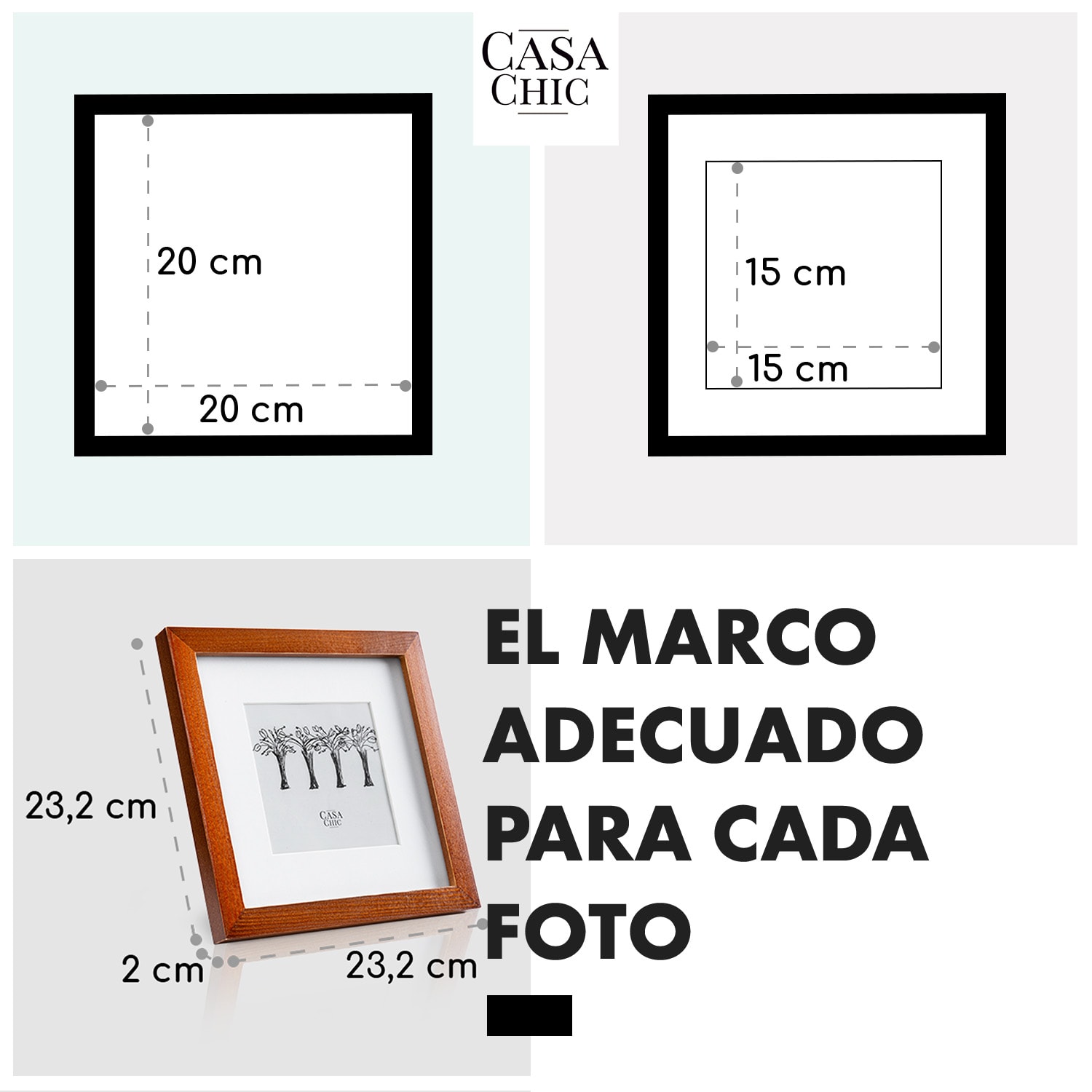 Marco de fotos Bristol Cristal 20 x 20 cm Paspartú Madera auténtica